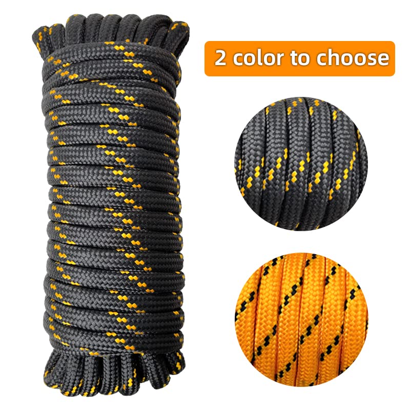 GIAHAND Diamond Braided Polypropylene Rope Nylon Rope Mix Thick Heavy Duty Ropes 1/2 inch 50ft High Strength Rope Perfect for Clothesrope Camping Hiking and Other Outdoor Activities Black 50ft - Image 3